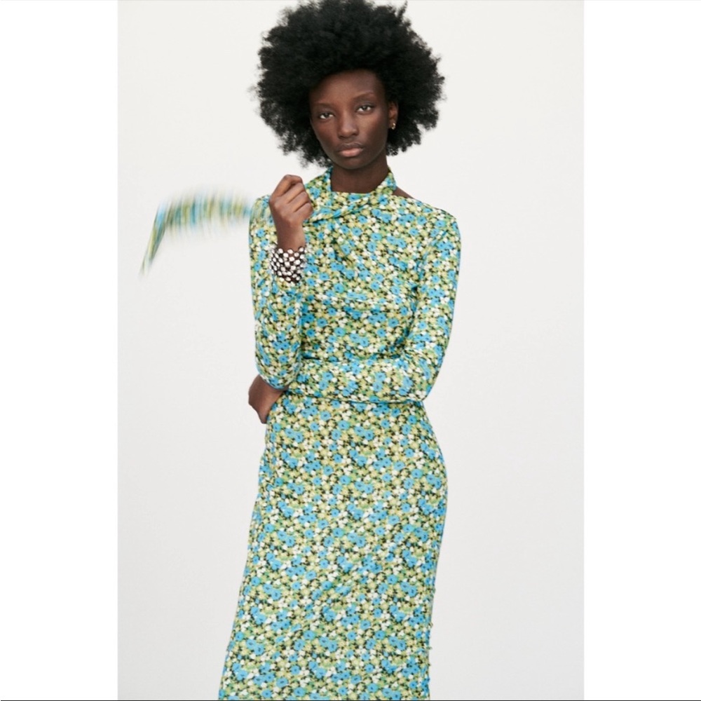 Zara floral midi dress, S